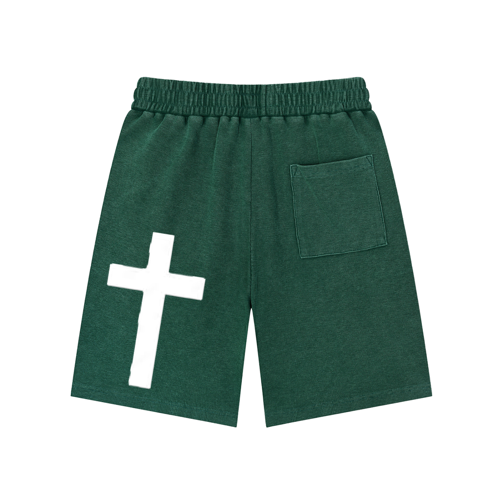 SK Stone-wash Waffle Knit Shorts