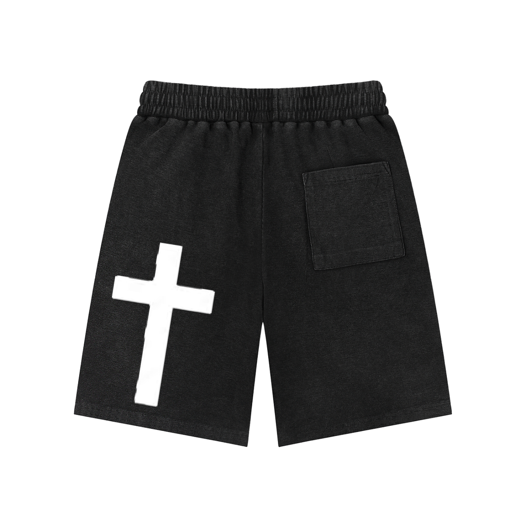 SK Stone-wash Waffle Knit Shorts