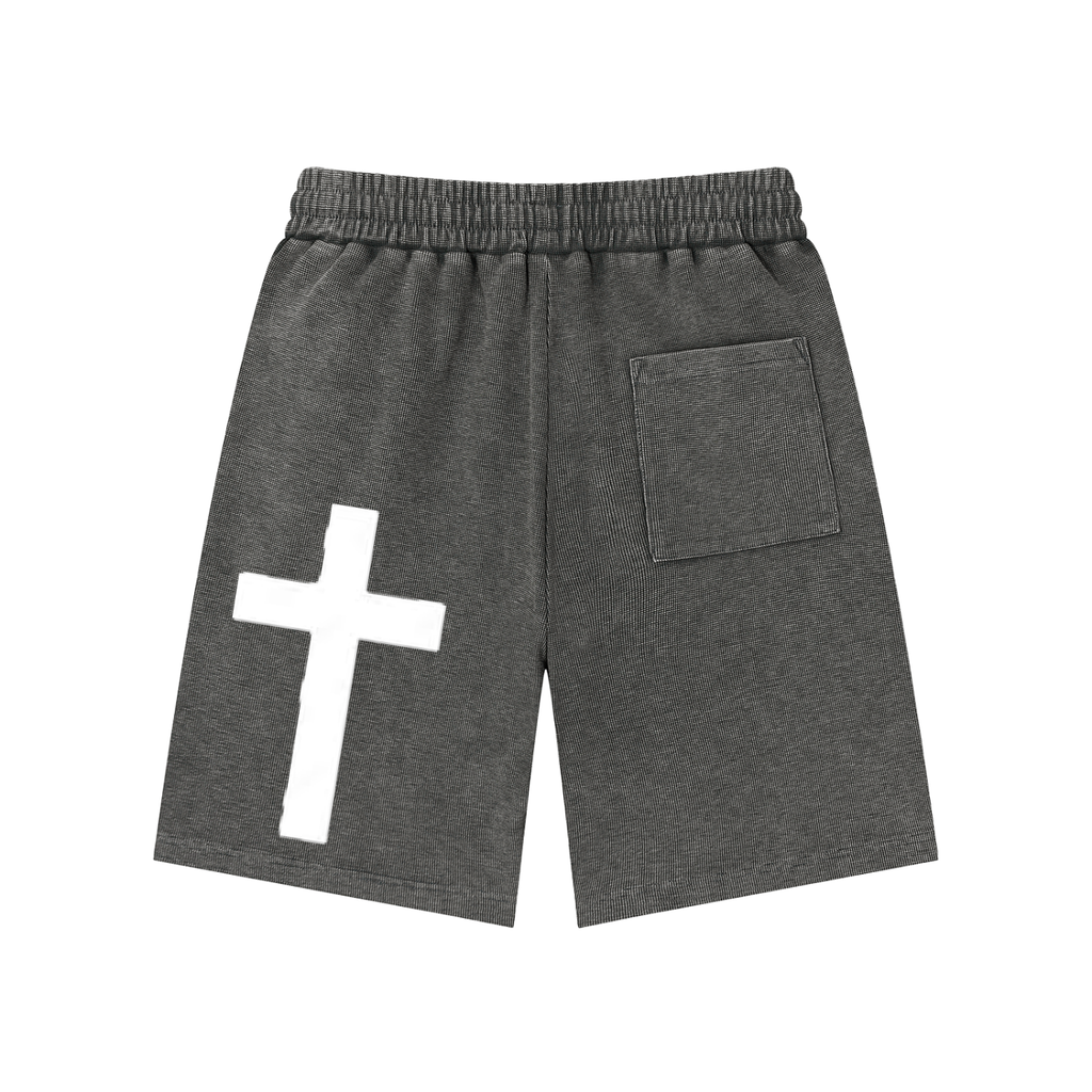 SK Stone-wash Waffle Knit Shorts